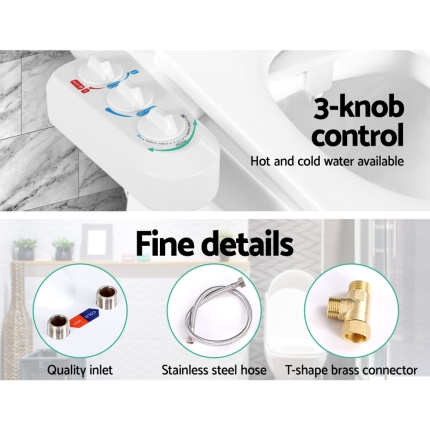 Bidet Toilet Seat Cold Hot Water Spray Non Electric Dual Nozzles Sprayer Hygiene - Image 7