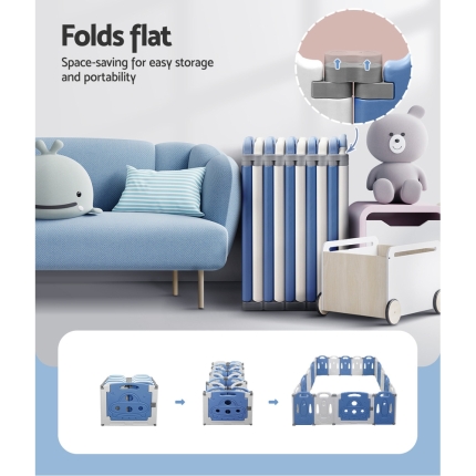 Baby Playpen Interactive Safety Gate Play Pen Child Toddler Fence 19 Panels Grey - Image 6