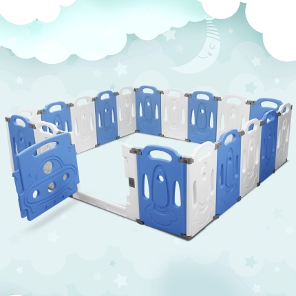 Baby Playpen Interactive Safety Gate Play Pen Child Toddler Fence 19 Panels Grey - Image 7