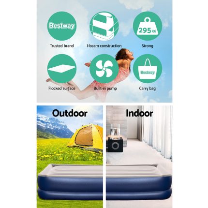 Bestway Air Bed Beds Mattress Premium Inflatable Built-in Pump Queen Size - Image 4
