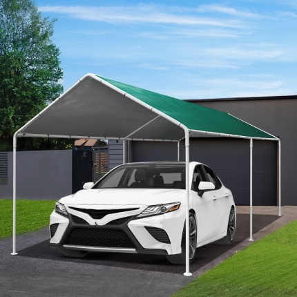 Carports 3m x6m Carport Kits Gazebo Canopy Tent Cover Metal Garden Shed Green - Image 7