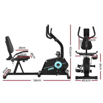 Everfit Magnetic Recumbent Exercise Bike Fitness Cycle Trainer Gym Equipment - Image 2