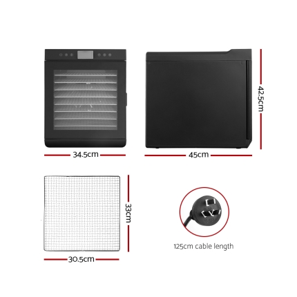 Devanti Food Dehydrators Stainless Steel Jerky Dehydrator Fruit Dryer 10 Trays - Image 2