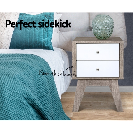 Artiss Bedside Tables Drawers Side Table Nightstand Storage Cabinet Wood - Image 4