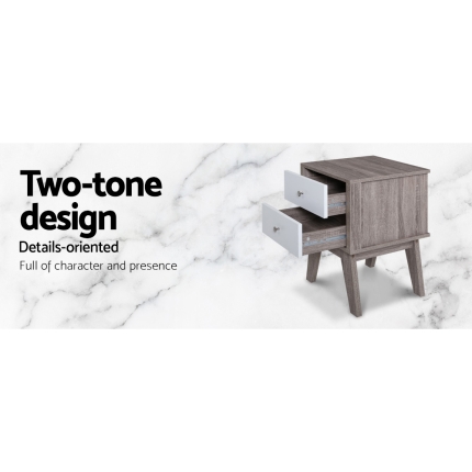 Artiss Bedside Tables Drawers Side Table Nightstand Storage Cabinet Wood - Image 5