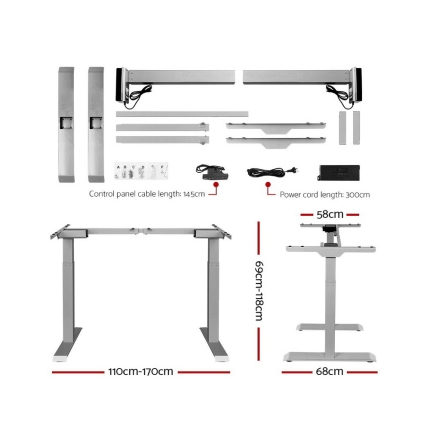 Artiss Standing Desk Sit Stand Laptop Computer Table Motorised Electric Dual Motors 140cm - Image 2