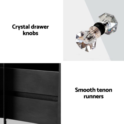 Artiss Mirrored Furniture Bedside Table Chest Drawers Gloss Nightstand - Image 6