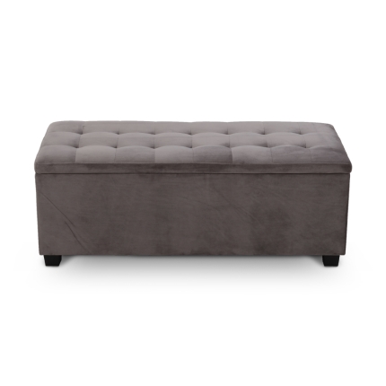 Artiss Storage Ottoman Blanket Box Velvet Foot Stool Rest Chest Couch Toy Grey - Image 3
