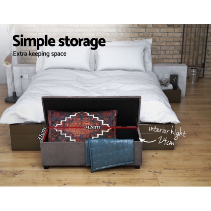 Artiss Storage Ottoman Blanket Box Velvet Foot Stool Rest Chest Couch Toy Grey - Image 6