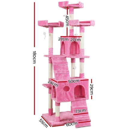 i.Pet Cat Tree Trees Scratching Post Scratcher Tower Condo House Furniture Wood Pink 180cm - Image 2