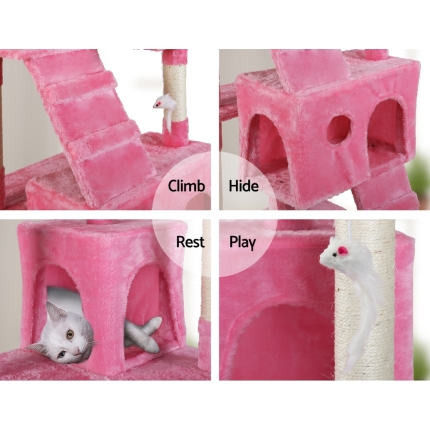 i.Pet Cat Tree Trees Scratching Post Scratcher Tower Condo House Furniture Wood Pink 180cm - Image 6