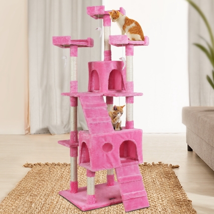i.Pet Cat Tree Trees Scratching Post Scratcher Tower Condo House Furniture Wood Pink 180cm - Image 7