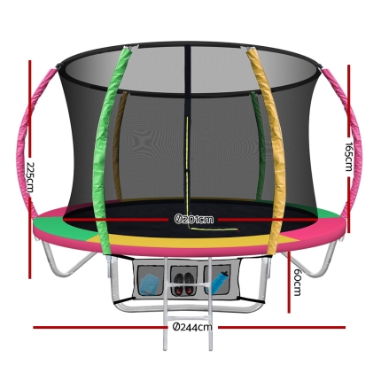 Everfit 8FT Trampoline Round Trampolines Kids Present Gift Enclosure Safety Net Pad Outdoor Multi-coloured - Image 2