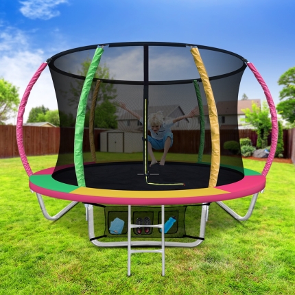 Everfit 8FT Trampoline Round Trampolines Kids Present Gift Enclosure Safety Net Pad Outdoor Multi-coloured - Image 7