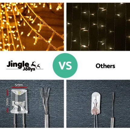 Jingle Jollys 500 LED Christmas Icicle Lights 20M Fairy String Party Wedding Garden Warm White - Image 4