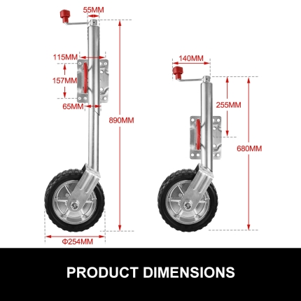 Jockey Wheel 10" Swing Up Solid Wheel 1000KG Caravan Boat Trailer Greasable - Image 8