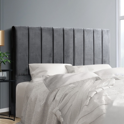 Artiss Double Size Bed Head Headboard Bedhead Bed Frame Base VELA Grey Fabric - Image 7