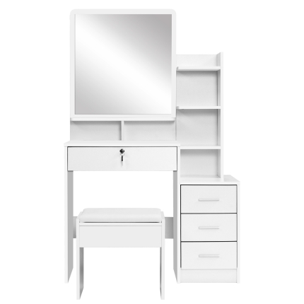 Artiss Dressing Table Mirror Stool Jewellery Cabinet Makeup Organizer Drawer - Image 3