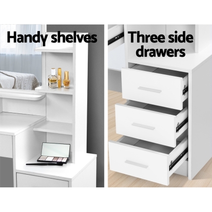 Artiss Dressing Table Mirror Stool Jewellery Cabinet Makeup Organizer Drawer - Image 4