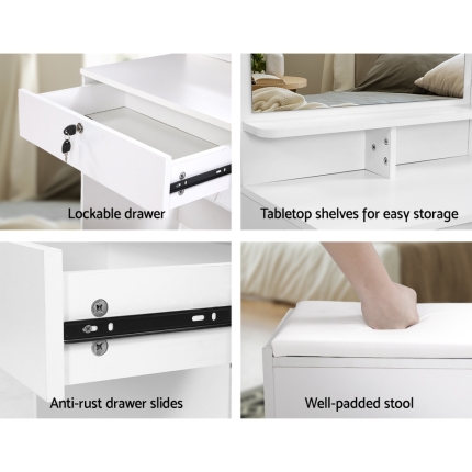 Artiss Dressing Table Mirror Stool Jewellery Cabinet Makeup Organizer Drawer - Image 5