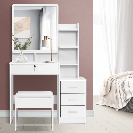 Artiss Dressing Table Mirror Stool Jewellery Cabinet Makeup Organizer Drawer - Image 7