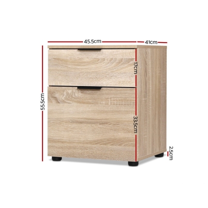 2 Drawer Filing Cabinet Office Shelves Storage Drawers Cupboard Wood File Home - Image 2