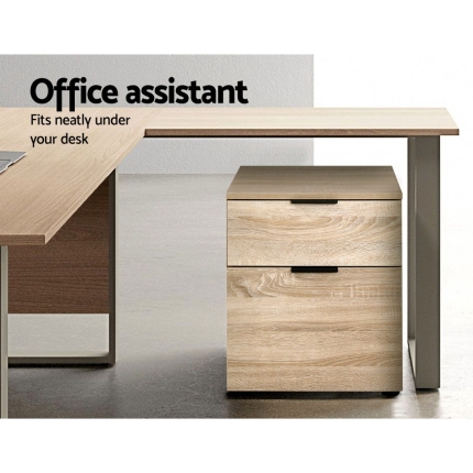 2 Drawer Filing Cabinet Office Shelves Storage Drawers Cupboard Wood File Home - Image 5