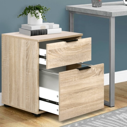2 Drawer Filing Cabinet Office Shelves Storage Drawers Cupboard Wood File Home - Image 7