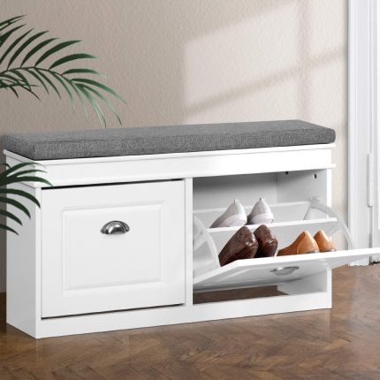 Shoe Cabinet Bench Shoes Storage Rack Organiser Drawer White Shelf 12 Pairs Box - Image 7