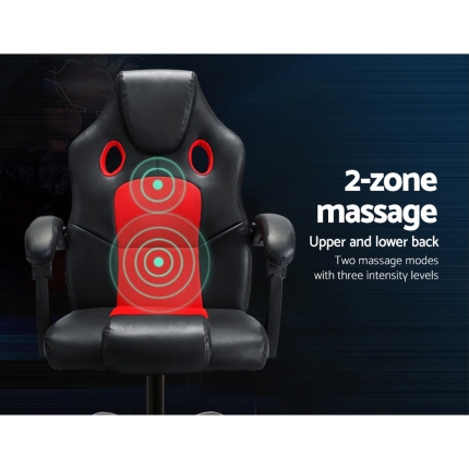 Artiss Massage Office Chair Gaming Computer Seat Recliner Racer Red - Image 4