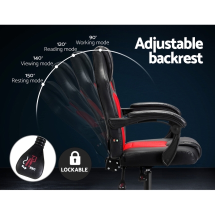 Artiss Massage Office Chair Gaming Computer Seat Recliner Racer Red - Image 5