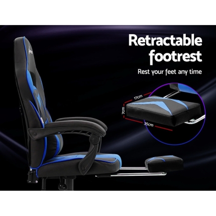 Artiss Office Chair Computer Desk Gaming Chair Study Home Work Recliner Black Blue - Image 6