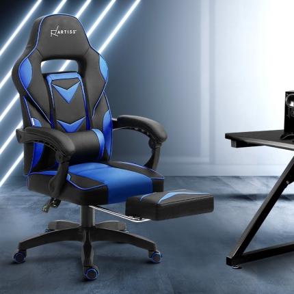 Artiss Office Chair Computer Desk Gaming Chair Study Home Work Recliner Black Blue - Image 7