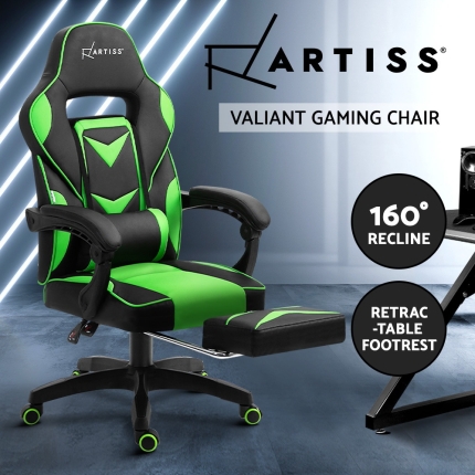 Artiss Office Chair Computer Desk Gaming Chair Study Home Work Recliner Black Green - Image 3