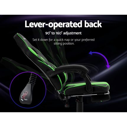 Artiss Office Chair Computer Desk Gaming Chair Study Home Work Recliner Black Green - Image 5