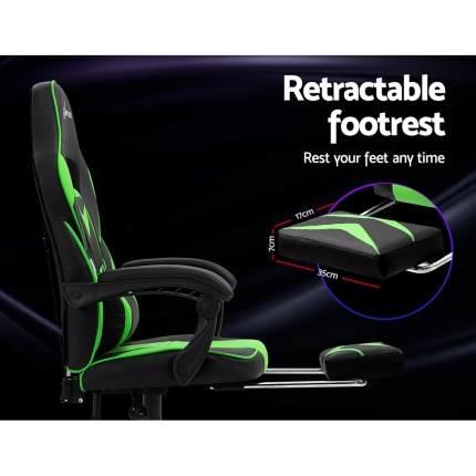 Artiss Office Chair Computer Desk Gaming Chair Study Home Work Recliner Black Green - Image 6