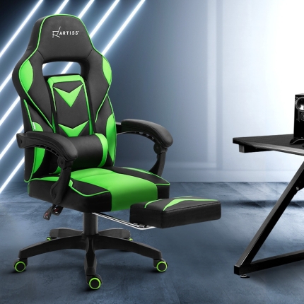 Artiss Office Chair Computer Desk Gaming Chair Study Home Work Recliner Black Green - Image 7