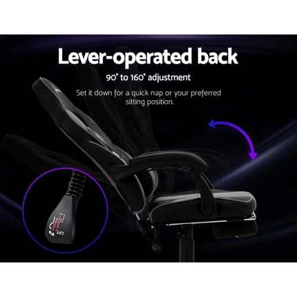 Artiss Office Chair Computer Desk Gaming Chair Study Home Work Recliner Black Grey - Image 5