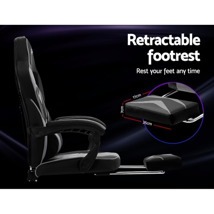 Artiss Office Chair Computer Desk Gaming Chair Study Home Work Recliner Black Grey - Image 6