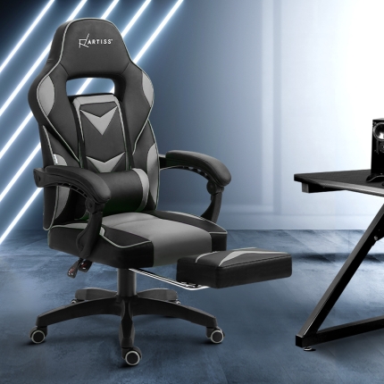 Artiss Office Chair Computer Desk Gaming Chair Study Home Work Recliner Black Grey - Image 7