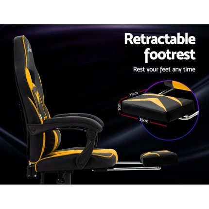 Artiss Office Chair Computer Desk Gaming Chair Study Home Work Recliner Black Yellow - Image 6