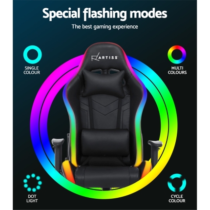 Artiss Gaming Office Chair RGB LED Lights Computer Desk Chair Home Work Chairs - Image 4