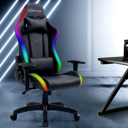Artiss Gaming Office Chair RGB LED Lights Computer Desk Chair Home Work Chairs - Image 7