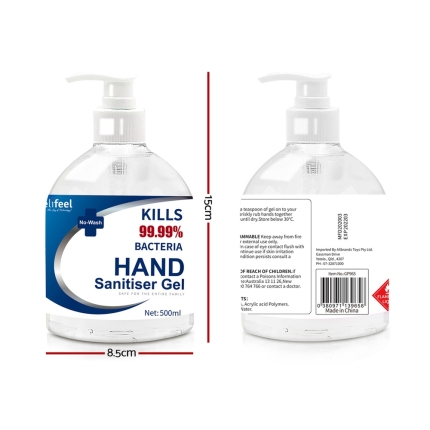 Relifeel Hand Sanitiser 3L 500mL x6 72% Alcohol Sanitizer Gel Instant Wash - Image 2