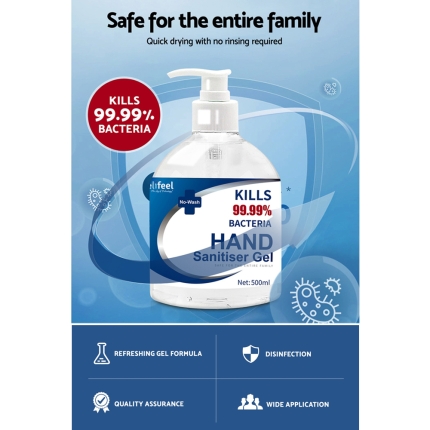 Relifeel Hand Sanitiser 3L 500mL x6 72% Alcohol Sanitizer Gel Instant Wash - Image 4