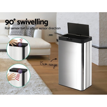 Stainless Steel Sensor Bin Rubbish Trash Bins Motion Automatic Touch Free 70L - Image 4