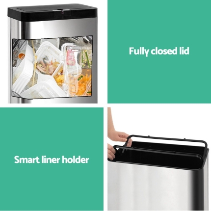 Stainless Steel Sensor Bin Rubbish Trash Bins Motion Automatic Touch Free 70L - Image 6