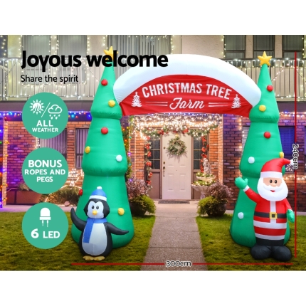 Jingle Jollys Inflatable Christmas Santa On Sleigh 2.8M Lights Outdoor Decorations - Image 4