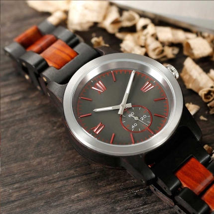 Handcrafted Ebony & Rose Wood Watch - Best Gift Idea! - Image 2