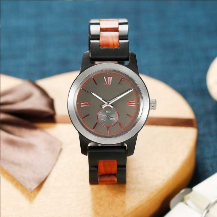 Handcrafted Ebony & Rose Wood Watch - Best Gift Idea! - Image 5